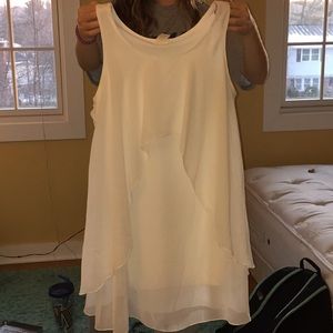 White silk layered dress